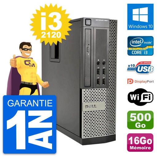 PC Dell OptiPlex 990 SFF - Intel i3-2120, 16GB RAM, 500GB HDD, Windows 10, WiFi