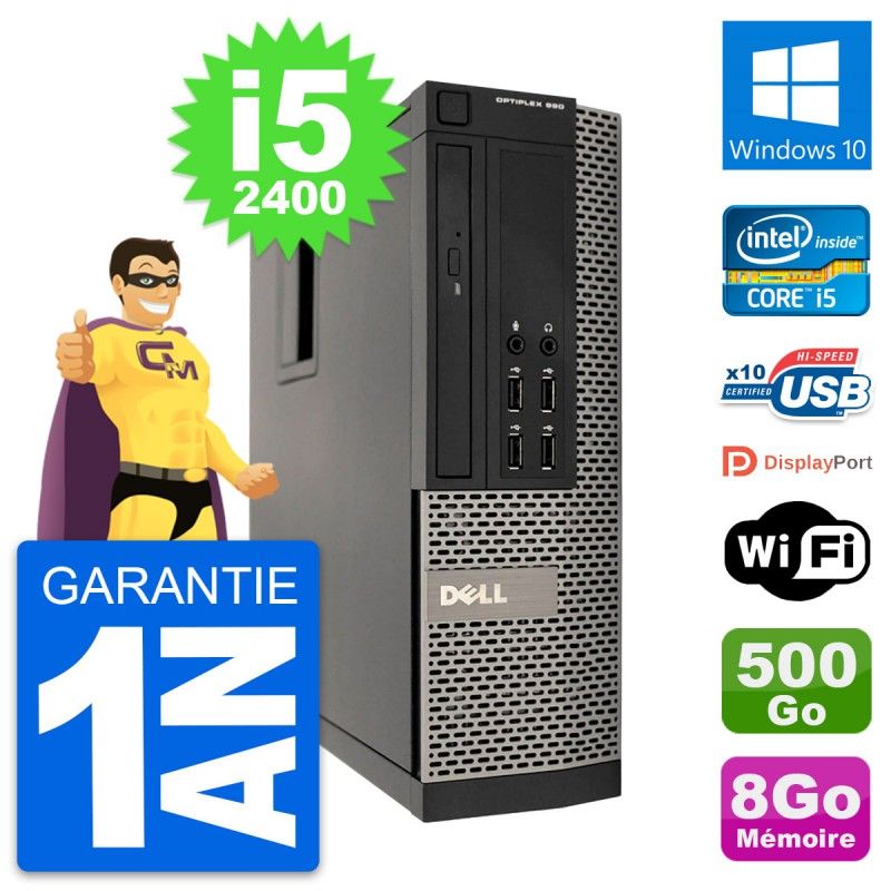 Dell OptiPlex 990 SFF Desktop Computer - Intel i5-2400, 8GB RAM, 500GB HDD, Windows 10, WiFi