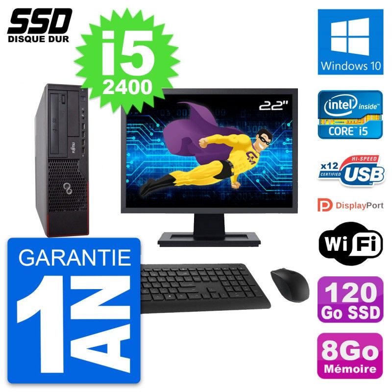 Fujitsu E700 E90+ DT 22-inch Core i5-2400 8GB RAM 120GB SSD Windows 10 Laptop with Wifi