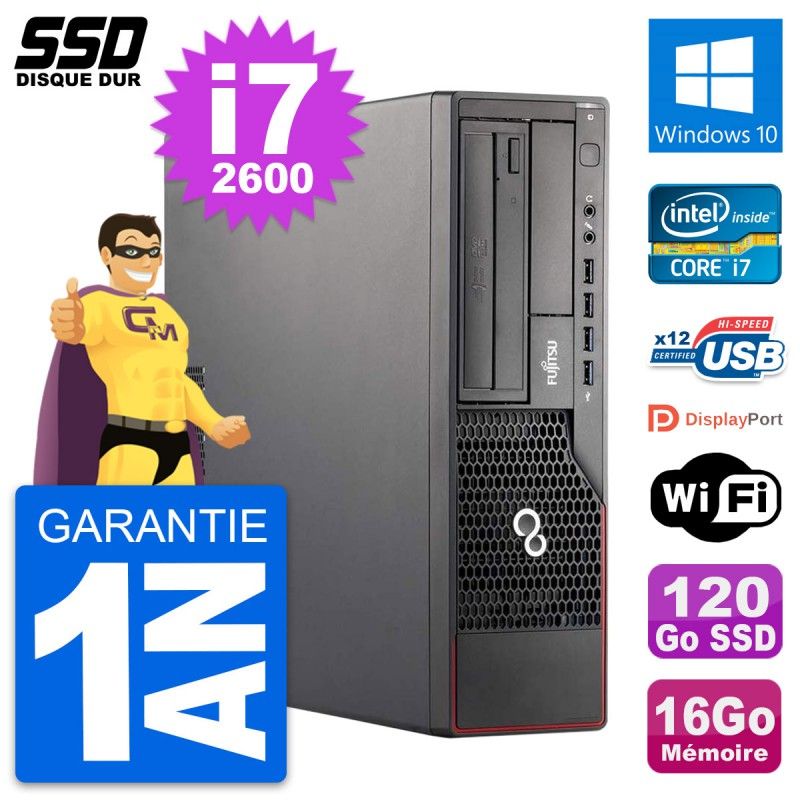 Fujitsu Esprimo E700 E90+ DT Desktop PC - Intel i7-2600, 16GB RAM, 120GB SSD, Windows 10, WiFi