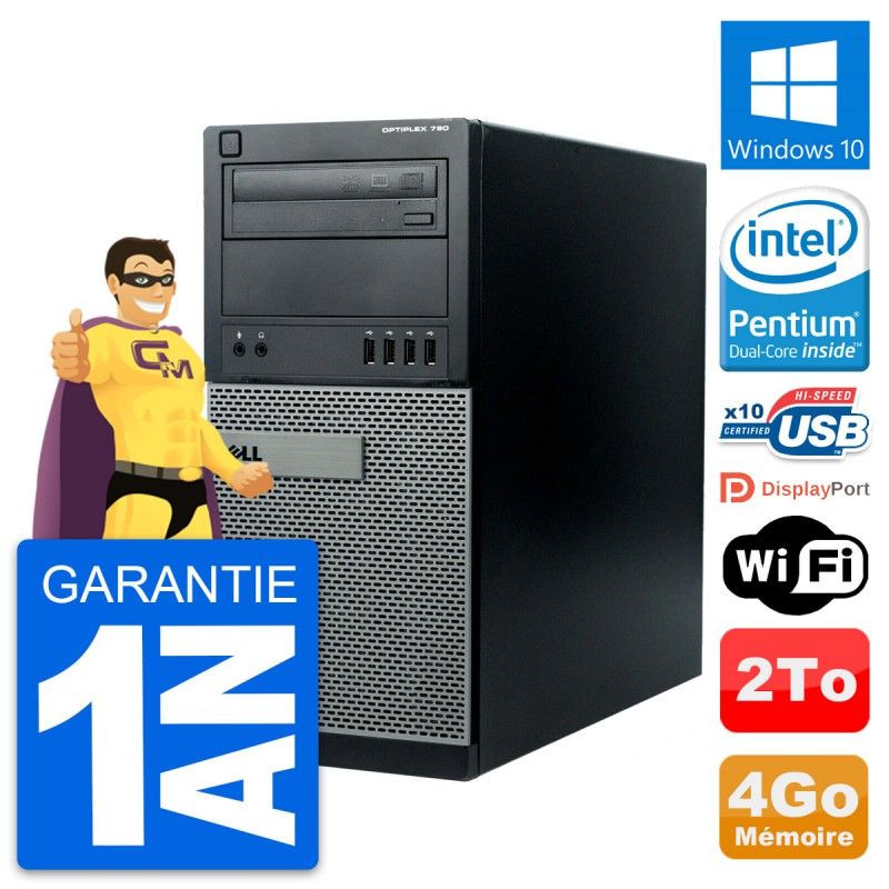 Dell OptiPlex 790 MT Desktop PC - Intel Core i5-2400, 4GB RAM, 2TB HDD, Windows 10, WiFi