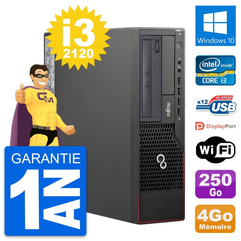 Fujitsu Esprimo E700 DT Desktop PC - Intel i3-2120, 4GB RAM, 250GB Hard Drive, Windows 10, WiFi