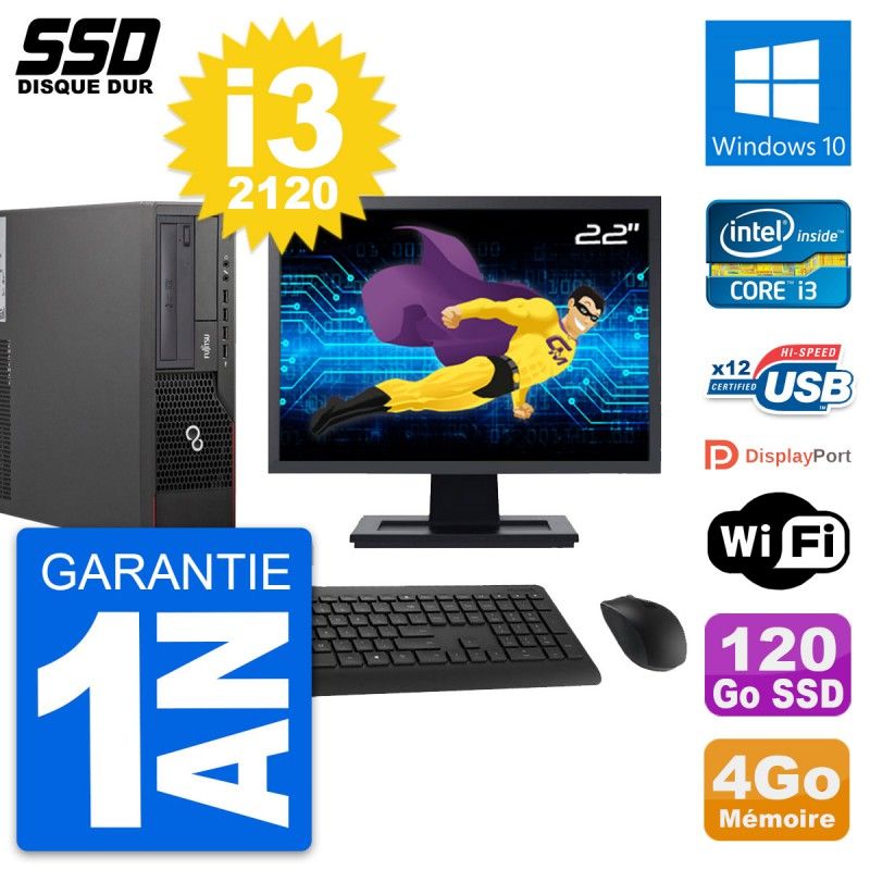 Fujitsu E700 E90+ DT 22-inch Core i3 Laptop - 4GB RAM, 120GB SSD, Windows 10, Wifi