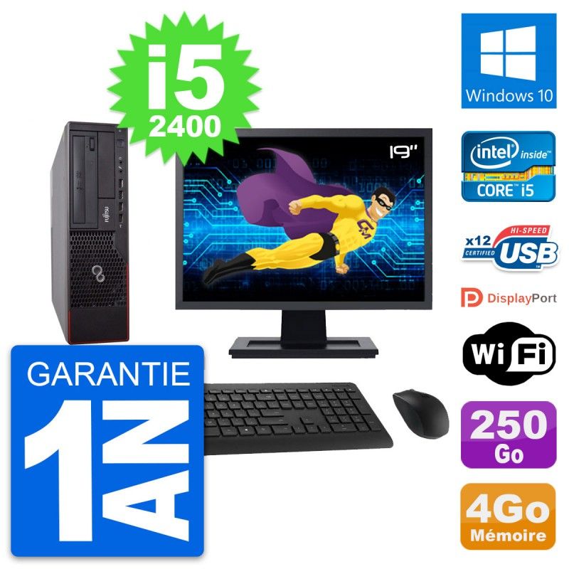 Fujitsu E700 DT 19-Inch PC - Intel i5, 4GB RAM, 250GB Hard Drive, Windows 10, WiFi