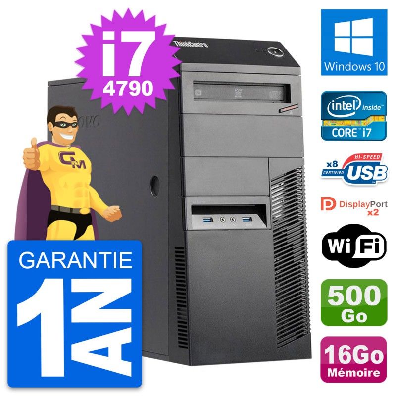 Lenovo ThinkCentre M83 Desktop PC - Intel i7-4790, 16GB RAM, 500GB HDD, Windows 10, WiFi