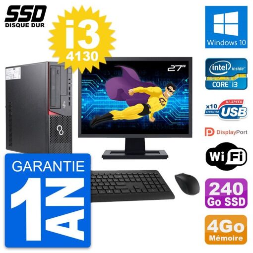 Fujitsu E720 E85+ DT 27-inch PC - Core i3, 4GB RAM, 240GB SSD, Windows 10, WiFi