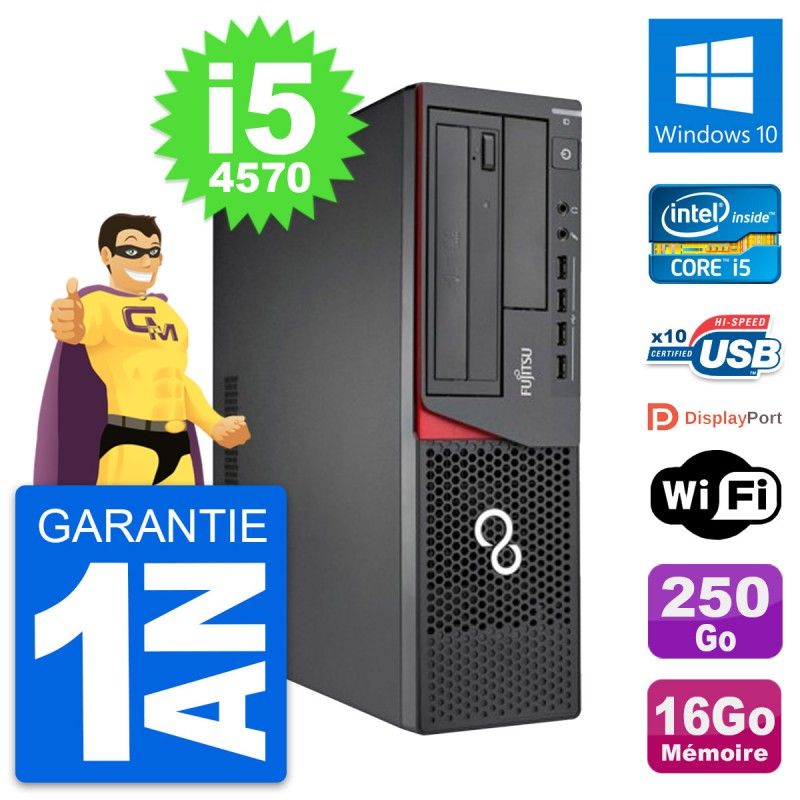 Fujitsu Esprimo E720 DT - Desktop Computer with Intel i5-4570, 16GB RAM, 250GB HDD, Windows 10, WiFi