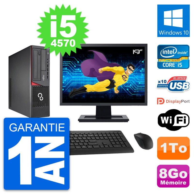 Fujitsu E720 DT 19-Inch PC - Intel i5, 8GB RAM, 1TB HDD, Windows 10, WiFi
