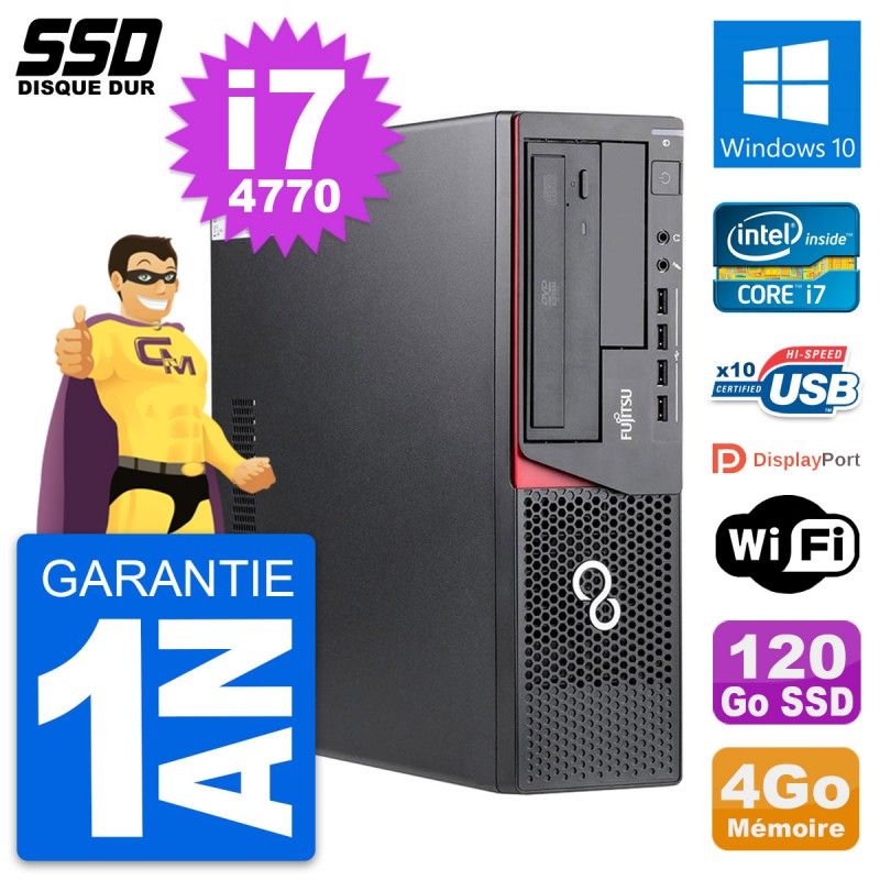 Fujitsu Esprimo E720 E85+ DT - Intel i7-4770, 4GB RAM, 120GB SSD, Windows 10, WiFi