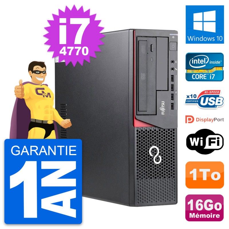 Fujitsu Esprimo E720 DT Desktop Computer - Intel i7-4770, 16GB RAM, 1TB HDD, Windows 10, WiFi