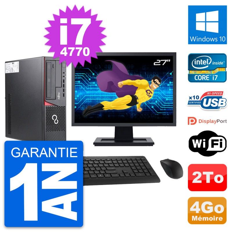 Fujitsu E720 DT 27-Inch PC - Intel i7, 4GB RAM, 2TB HDD, Windows 10, WiFi