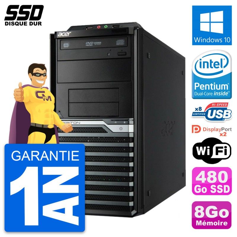 Acer Veriton M4630G Desktop PC - Intel G3220, 8GB RAM, 480GB SSD, Windows 10, WiFi