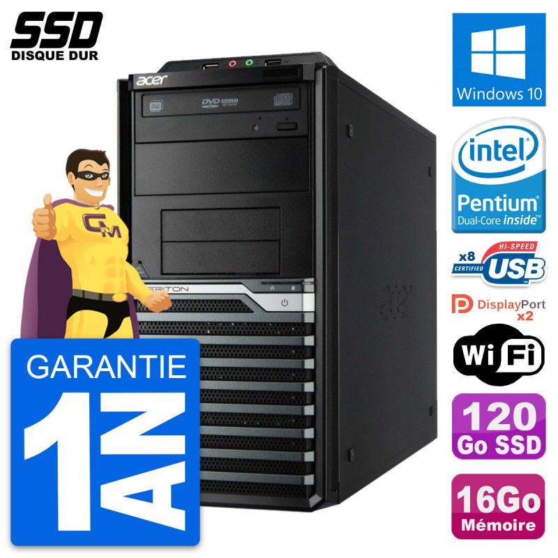 Acer Veriton M4630G Desktop PC - Intel Pentium G3220, 16GB RAM, 120GB SSD, Windows 10, WiFi