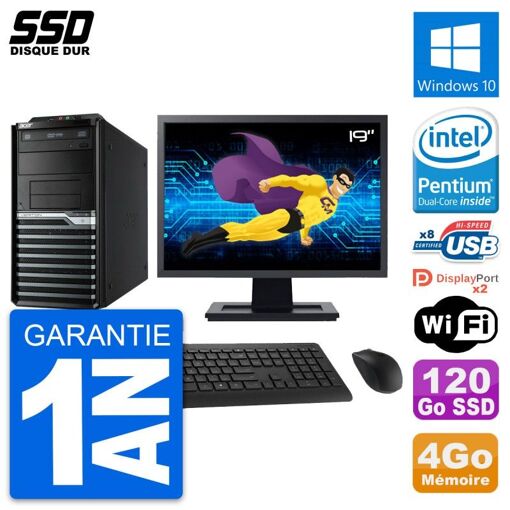 Acer Veriton M4630G 19-Inch Desktop PC - Intel Pentium G3220, 4GB RAM, 120GB SSD, Windows 10, WiFi