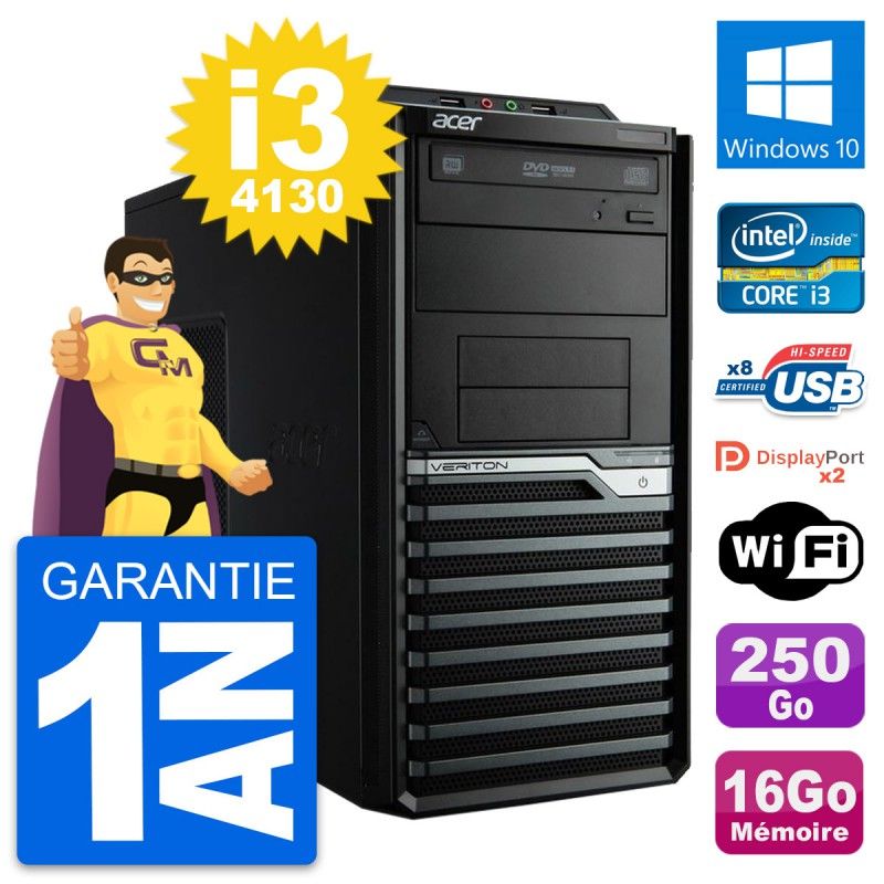Acer Veriton M4630G Intel i3-4130 16GB RAM 250GB HDD Windows 10 WiFi Desktop PC