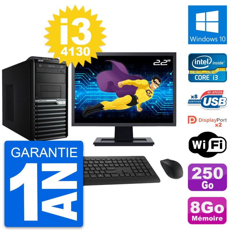 Acer Veriton M4630G 22-Inch All-in-One PC - Intel i3-4130, 8GB RAM, 250GB HDD, Windows 10