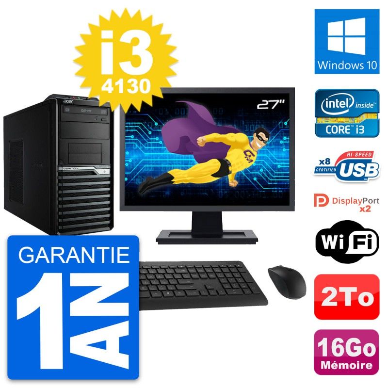 Acer Veriton M4630G Desktop PC - 27" Screen, Intel i3-4130, 16GB RAM, 2TB HDD, Windows 10