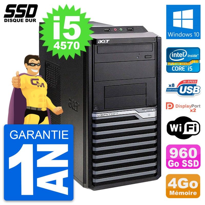 Acer Veriton M4630G Intel i5-4570 4GB RAM 960GB SSD Windows 10 WiFi Desktop PC