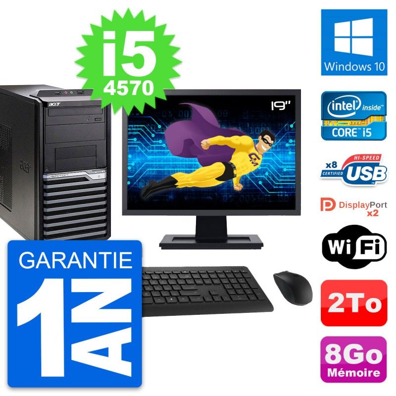 Acer Veriton M4630G 19-inch PC Tower - Intel i5-4570, 8GB RAM, 2TB HDD, Windows 10, WiFi