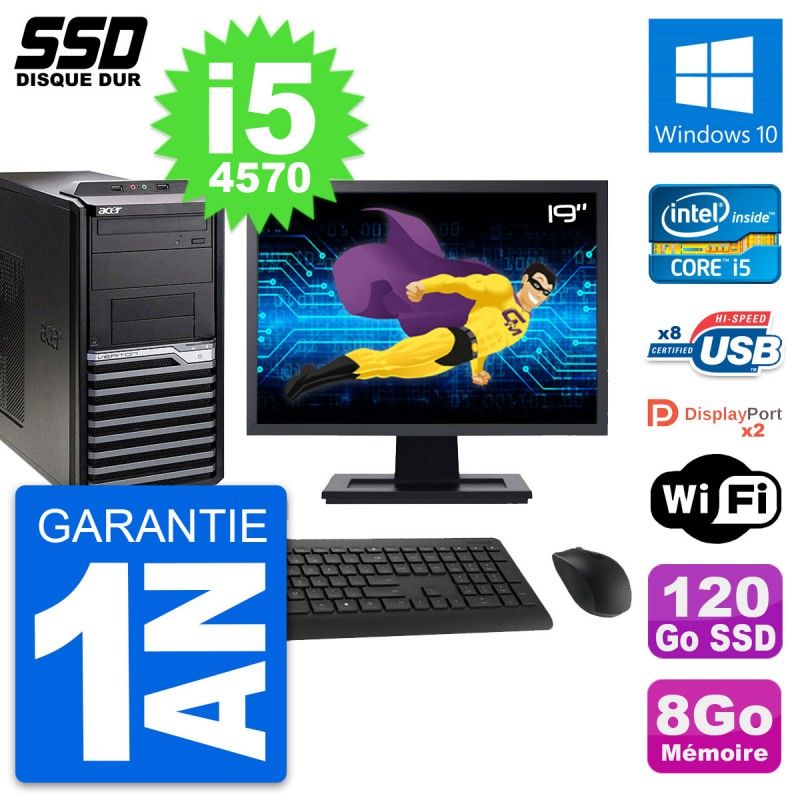 Acer Veriton M4630G 19-Inch Desktop Computer - Intel i5, 8GB RAM, 120GB SSD, Windows 10, WiFi