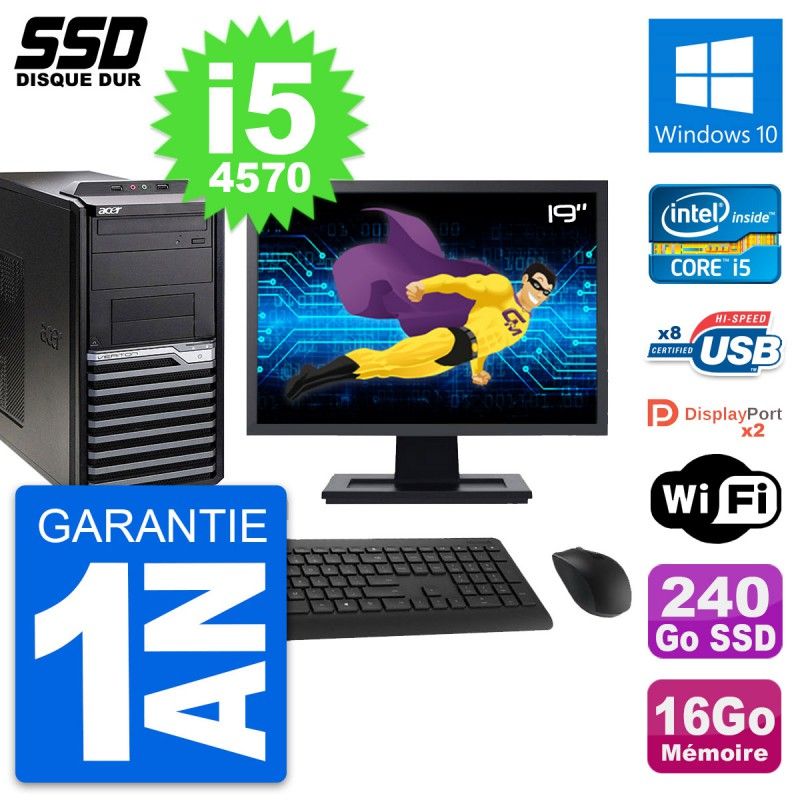 Acer Veriton M4630G 19-Inch Desktop PC - Intel i5-4570, 16GB RAM, 240GB SSD, Windows 10