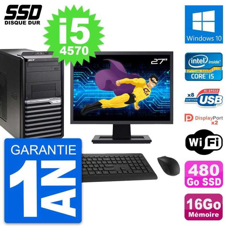 Acer Veriton M4630G 27-inch All-in-One PC - Intel i5, 16GB RAM, 480GB SSD, Windows 10