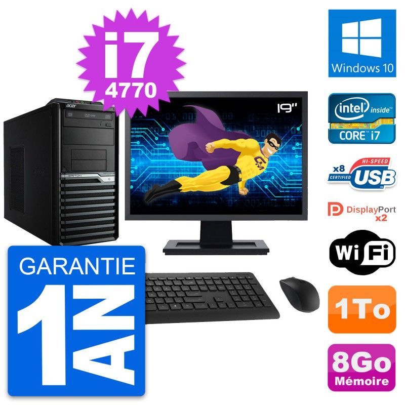 Acer Veriton M4630G 19-Inch Desktop PC - Intel i7-4770, 8GB RAM, 1TB HDD, Windows 10