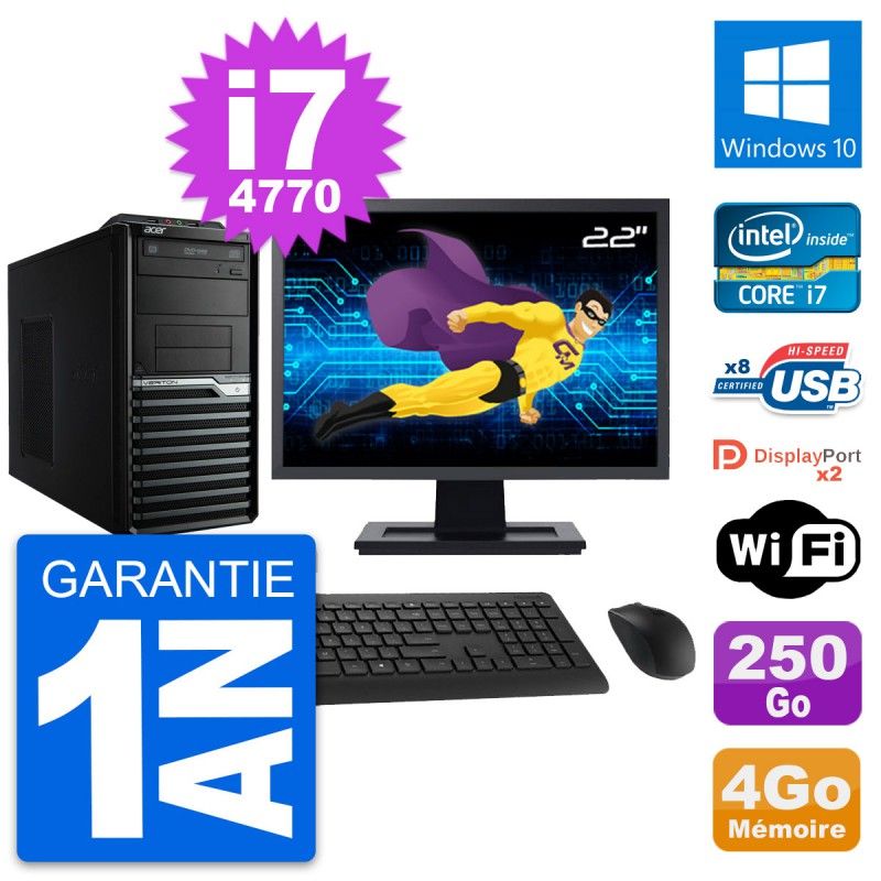 Acer Veriton M4630G 22-inch All-in-One PC - Intel i7-4770, 4GB RAM, 250GB HDD