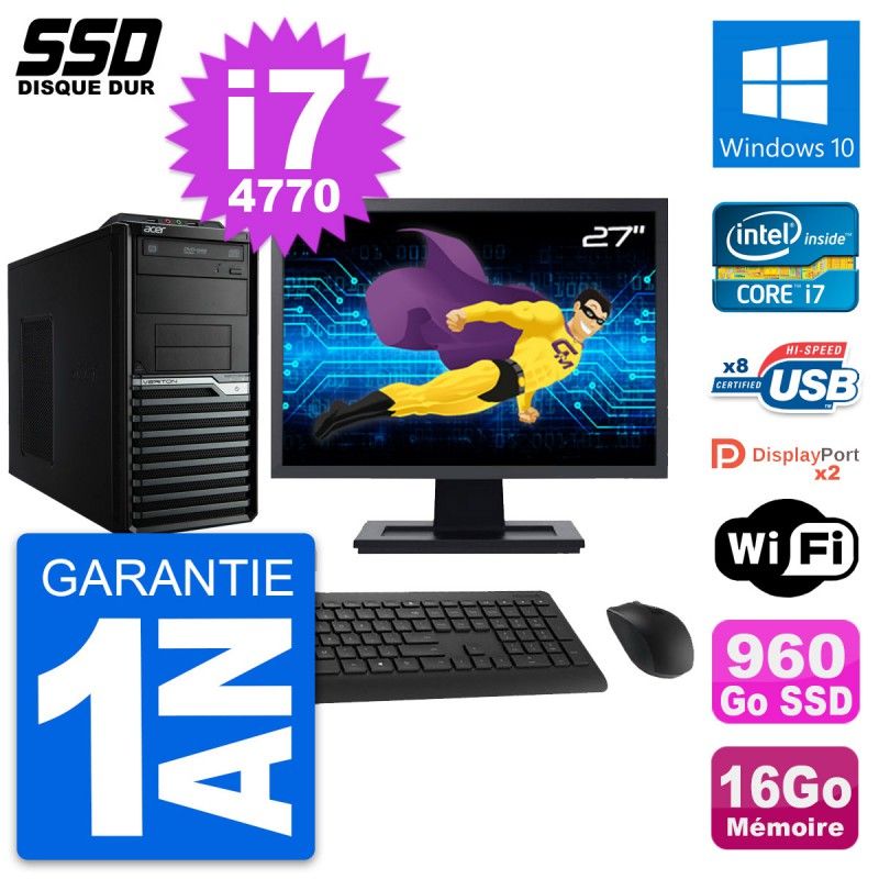 Acer Veriton M4630G 27-inch All-in-One PC - Intel i7, 16GB RAM, 960GB SSD, Windows 10