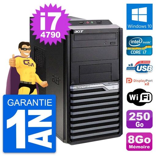 Acer Veriton M4630G Intel i7-4790 8GB RAM 250GB SSD Windows 10 WiFi Desktop PC