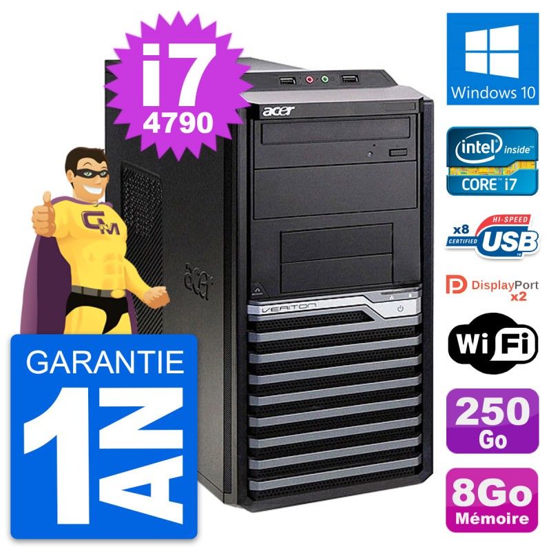 Acer Veriton M4630G Intel i7-4790 8GB RAM 250GB SSD Windows 10 WiFi Desktop PC