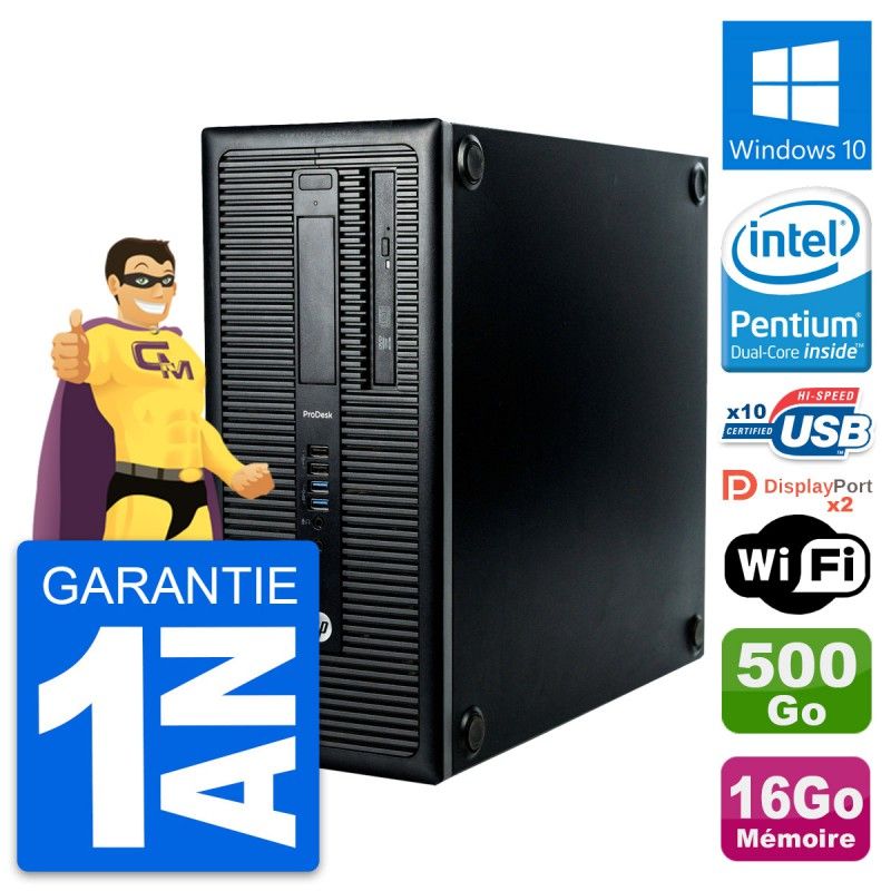 HP ProDesk 600 G1 Desktop PC - Intel Pentium G3220, 16GB RAM, 500GB Hard Drive, Windows 10, WiFi