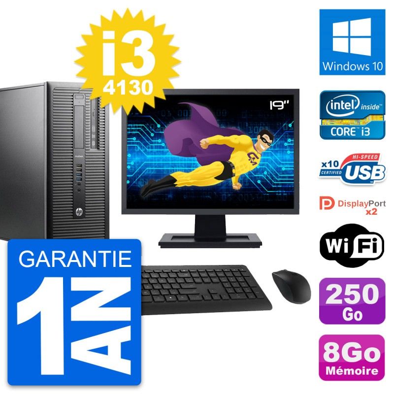 HP ProDesk 600 G1 19-Inch Desktop PC - Intel i3-4130, 8GB RAM, 250GB HDD, Windows 10