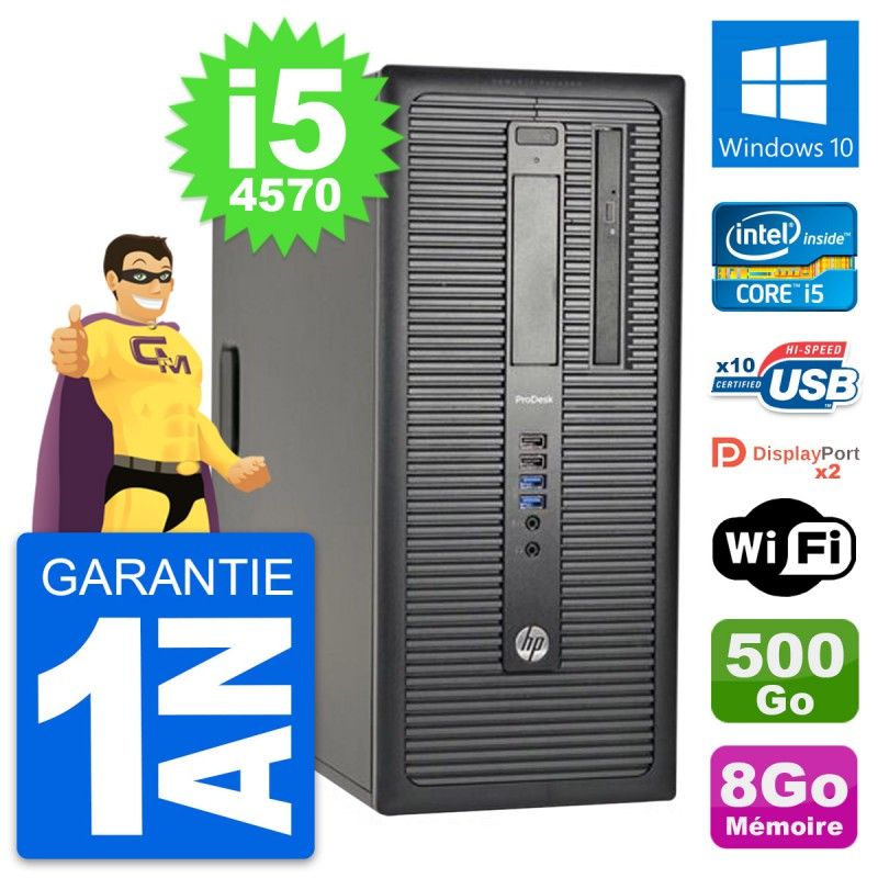 HP ProDesk 600 G1 Desktop Computer - Intel i5-4570, 8GB RAM, 500GB HDD, Windows 10, WiFi