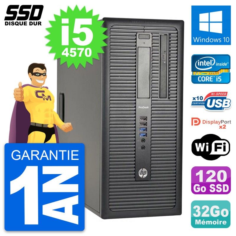 HP ProDesk 600 G1 Desktop PC - Intel Core i5-4570, 32GB RAM, 120GB SSD, Windows 10, WiFi
