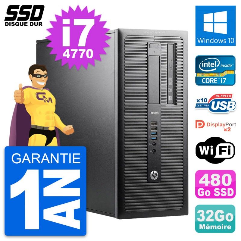 HP ProDesk 600 G1 Desktop PC - Intel Core i7, 32GB RAM, 480GB SSD, Windows 10
