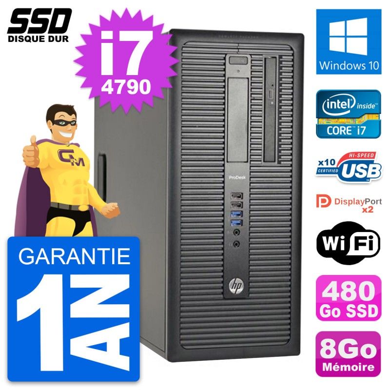 HP ProDesk 600 G1 Desktop PC - Intel Core i7, 8GB RAM, 480GB SSD, Windows 10, WiFi