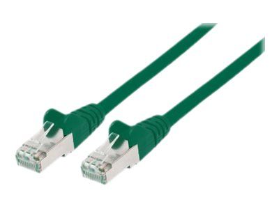 Câble de réseau IC Intracom Cat7/Cat6A, 5 m, vert, cuivre, S/FTP, LSOH/LSZH, PVC, connecteurs RJ45, contacts dorés, sans accroche, boîtier protégé, garantie à vie