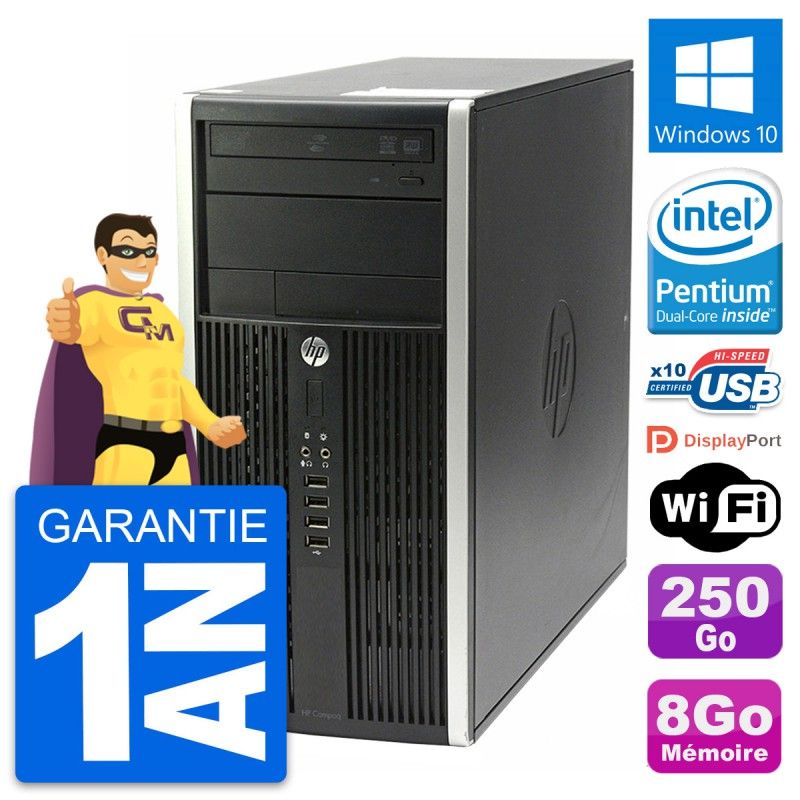 HP Compaq Pro 6200 CMT Mini PC - Intel G630, 8GB RAM, 250GB HDD, Windows 10, WiFi