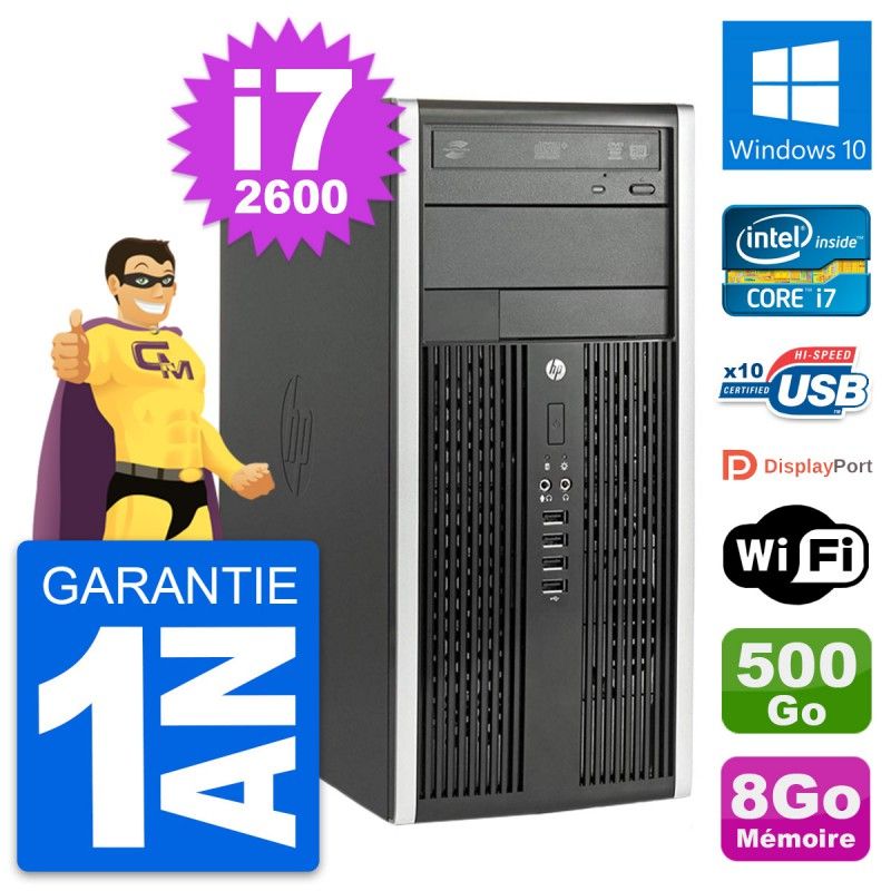 HP Compaq Pro 6200 Micro Tower - Intel Core i7-2600, 8GB RAM, 500GB HDD, Windows 10, WiFi