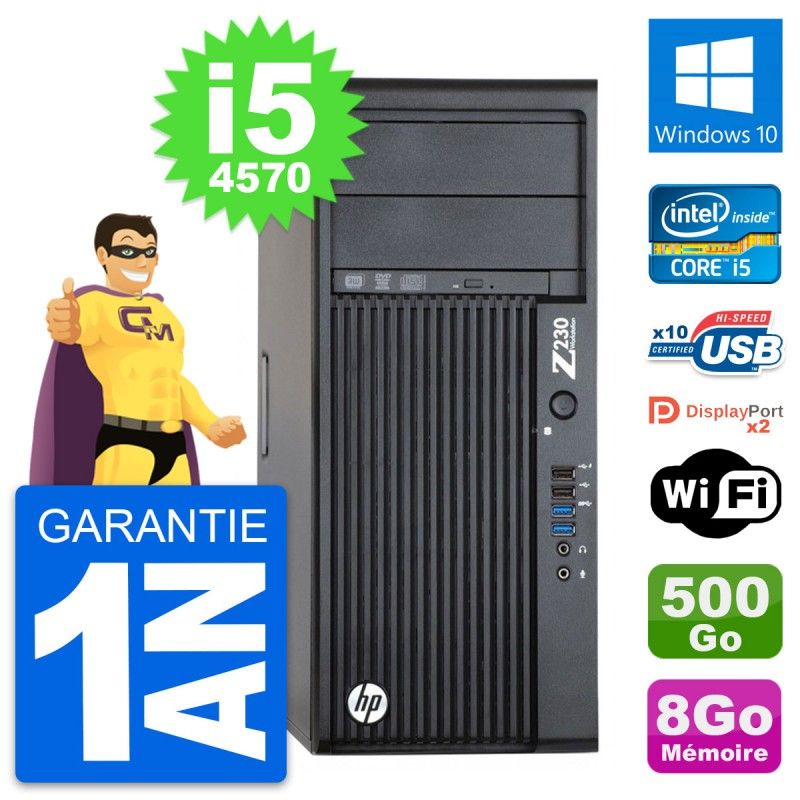 HP WorkStation Z230 Intel i5-4570 8GB RAM 500GB HDD Windows 10 WiFi