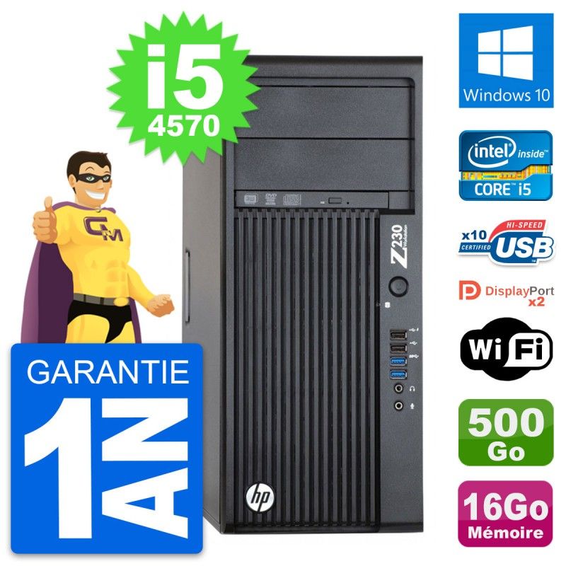 HP Z230 Workstation Computer - Intel Core i5, 16GB RAM, 500GB HDD, Windows 10
