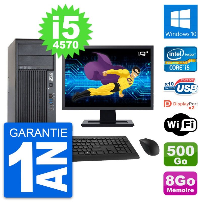HP Z230 Workstation Computer - 19" Screen, Intel i5-4570, 8GB RAM, 500GB HDD, Windows 10, WiFi