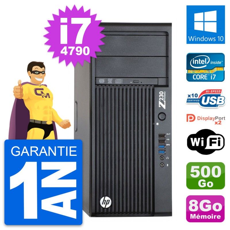 HP WorkStation Z230 Intel i7-4790 8GB RAM 500GB HDD Windows 10 WiFi