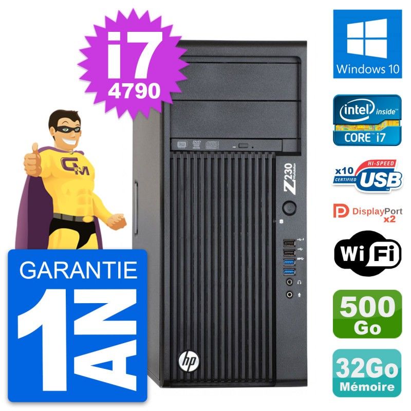HP Z230 Workstation PC - Intel Core i7-4790, 32GB RAM, 500GB HDD, Windows 10, WiFi
