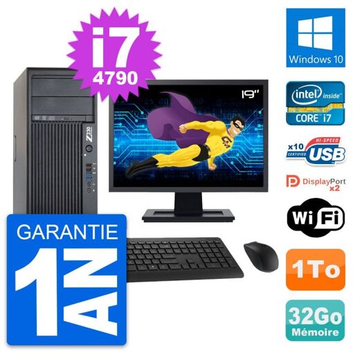 PC de trabajo HP Z230 - Pantalla de 19', Intel Core i7-4790, 32GB de RAM, 1TB HDD, Windows 10, WiFi