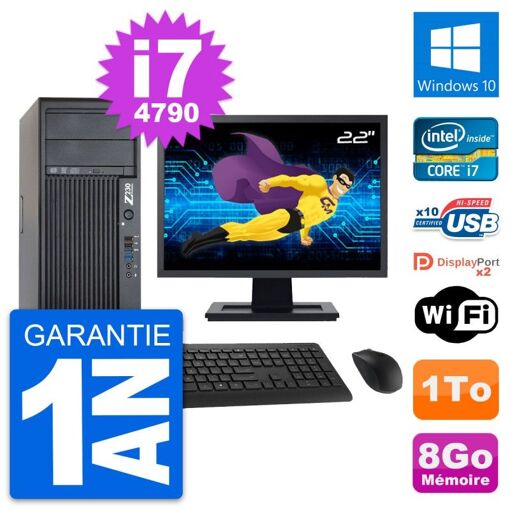 Computadora de trabajo HP Z230 - Pantalla de 22', Procesador Intel Core i7-4790, 8 GB RAM, 1 TB HDD, Windows 10, WiFi