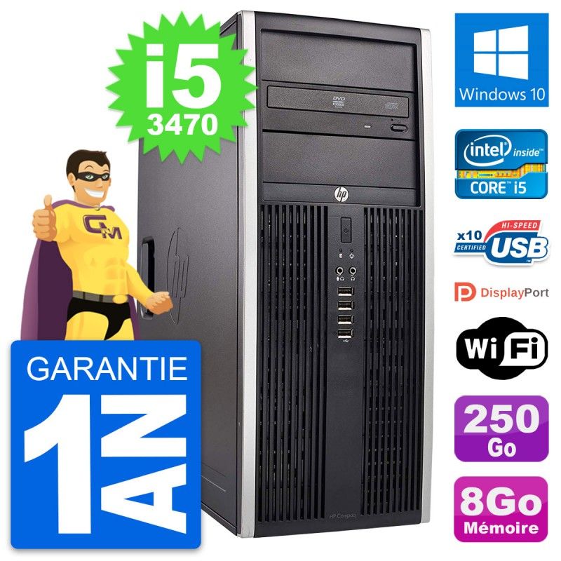 HP Elite 8300 Desktop PC - Intel Core i5, 8GB RAM, 250GB HDD, Windows 10, WiFi