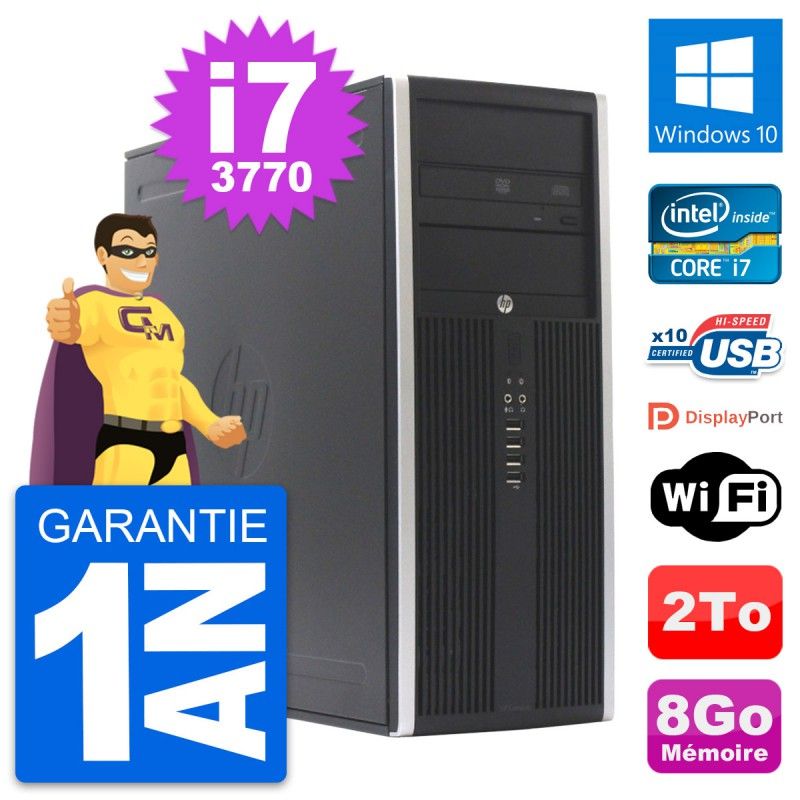 HP Elite 8300 Desktop PC - Intel Core i7-3770, 8GB RAM, 2TB HDD, Windows 10, WiFi