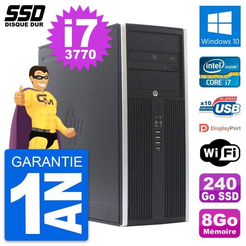 HP Elite 8300 Desktop PC - Intel Core i7, 8GB RAM, 240GB SSD, Windows 10